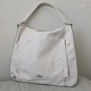 Coach Pebbled Leather Scout Hobo Saddle Soft Zipper Handbag Bag White Purse